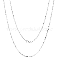 Rhodinierte 925-Sterlingsilber-Halskette mit dünnen, zierlichen Gliedern für Damen und Herren, Platin Farbe, 21.65 Zoll (55 cm)