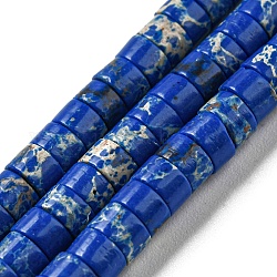 Synthetische imperiale Jaspis-gefärbte Perlenstränge, Scheibe, heishi Perlen, Blau, 4~4.5x2~3 mm, Bohrung: 0.7 mm, ca. 140~141 Stk. / Strang, 14.88''~15.12