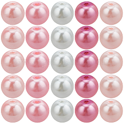 Sunnyclue 200pcs 5 Farben backen gemalte perlisierte Glasperlen runde Perlen für DIY-Stretch-Armbänder, die Kit herstellen, mit 1 Rolle perlendem Gummizug, Mischfarbe, 8~9 mm, Bohrung: 1 mm