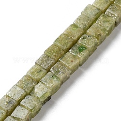 Natürlichen Peridot Perlen Stränge, Würfel, 4~4.5x4~5x4~4.5 mm, Bohrung: 0.9 mm, ca. 43 Stk. / Strang, 7.6 Zoll (19.3 cm)
