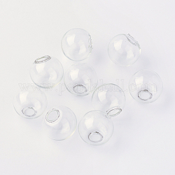 Runde mechanisierte Kugelkugelflaschen aus geblasenem Glas, für Ohrstecker oder Kunsthandwerk, Transparent, 8 mm, Halb Loch: 2.5~4 mm