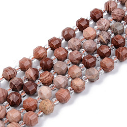 Chapelets de perles en rhodonite naturelle, ronde, facette, 7~8x8mm, Trou: 1.2mm, Environ 36~38 pcs/chapelet, 14.37~14.76 pouce (36.5~37.5 cm)