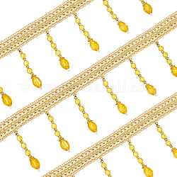 SuperZubehör 6 m geflochtene Perlen zum Aufhängen, Quastenbesatz, Fransen, Stoffband, Besatz für Vorhang, Heimdekoration (Gold)
