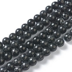 Synthetic Turquoise Beads Strands, Dyed, Round, Black, 8mm, Hole: 1.4mm, about 48pcs/strand, about 15 inch