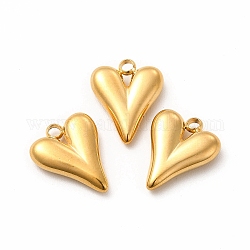 Vacuum Plating 304 Stainless Steel Pendants, Heart Charm, Golden, 15x12x3.5mm, Hole: 1.8mm