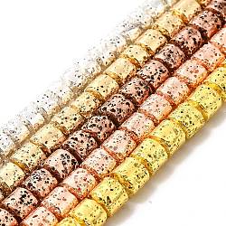 Fili di perle di roccia lavica naturale elettrodeposta, colonna, colore misto, 8x8.5mm, Foro: 1 mm, circa 50pcs/filo, 15.94~16.14 pollice (40.5~41 cm)