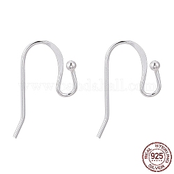 925 Sterling Silver Earring Hooks, with 925 Stamp, Silver, 20x1.5mm, 21 Gauge(0.7mm)