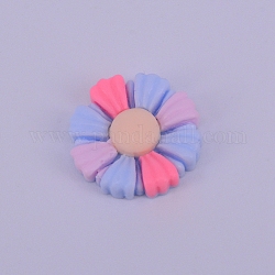 Opaque Frosted Resin Cabochon, Flower, Colorful, 17.5x4.5mm