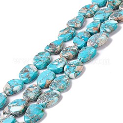 Fili di perle di diaspro imperiale naturale, con la linea di ottone, pepite, 18~25x14.5~15x5mm, Foro: 1.6 mm, circa 22pcs/filo, 15.94~16.25 pollice (40.5~41.3 cm)