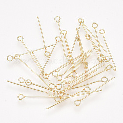 Brass Eye Pins, Real 18K Gold Plated, 20~20.5x0.5mm, Hole: 1.6mm