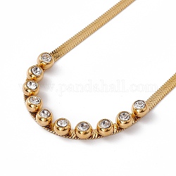 Halskette mit Kristall-Strass-Anhänger und 304 Fischgrätenkette aus Edelstahl, golden, rundes Muster, penant: 5mm, 16-1/8 Zoll (41 cm)