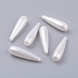 Perlmuttperlen halb gebohrt, Träne, weiß, 30~31x8 mm, Bohrung: 0.5~1 mm