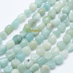 Chapelets de perles en amazonite naturelle, pierre roulée, pépites, 7~10x6~9mm, Trou: 1mm, 15.7 pouce (40 cm)