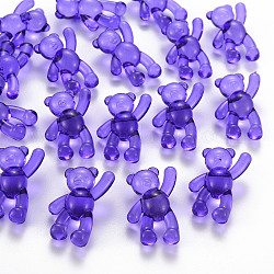 Transparent Acrylic Beads, Bear, Medium Purple, 37x28x13mm, Hole: 2.5mm, about 133pcs/500g