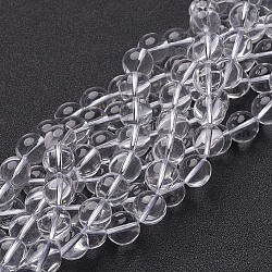 Piezo-Glasperlen Stränge, Imitation Kristall-Perlen-Stränge, Runde, Transparent, 10 mm, Bohrung: 1 mm, ca. 39 Stk. / Strang, 15.5 Zoll