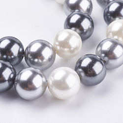 Fili di perle di conchiglia di elettropeste, tondo, colore misto, 8mm, Foro: 1 mm, circa 48pcs/filo, 15.6 pollice (39.5 cm)