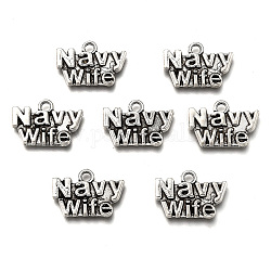 Tibetan Style Alloy Pendants, with Word Navy Wife, Cadmium Free & Lead Free, Antique Silver, 12.5x19x2mm, Hole: 2mm, about 311pcs/421g