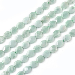 Natural Glass Beads Strands, Aqua Blue, Faceted, Oval, 9.8~10.3x8~8.3x3.7~4.1mm, Hole: 0.8mm, about 40pcs/strand, 15.55 inch(39.5cm)