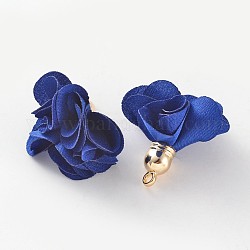 Полиэфирные украшения цветок подвеска, с золотистыми пластиковыми выводами ccb, Marine Blue, 26x24 мм, отверстие : 2 мм