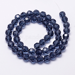 Chapelets de perles en imitation cristal autrichien, grade AAA, facette (32 facette) ronde, bleu acier, 4mm, Trou: 0.7~0.9mm, Environ 100 pcs/chapelet, 15.7 pouce