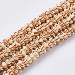 Brins de perles en bois naturel teint, avec motif ondulé, sans plomb, rondelle, navajo blanc, 6~7x3mm, Trou: 1.5mm, environ 325 pcs / brin, 38.19 pouce