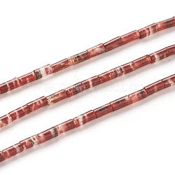 Natürliche rote Jaspis Perlen Stränge, Kolumne, 4~5x2.2 mm, Bohrung: 0.8 mm, ca. 85~99 Stk. / Strang, 15.75 Zoll (40 cm)