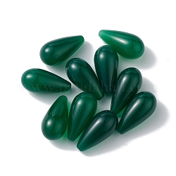 Натуральный зеленый оникс шарики агата, нет отверстий / незавершенного, окрашенная и подогревом, слеза, темно-зеленый, 20x10 мм