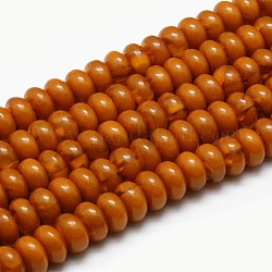 Buddhist Jewelry Beaded Findings Resin Imitation Beeswax Rondelle Bead Strands, Imitation Amber Style, Chocolate, 8x5mm, Hole: 1.2mm, about 80pcs/strand, 15.74inch