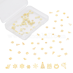 Latón brillo manicura decoración de uñas, para la Navidad, formas mixtas, dorado, 108 unidades / caja