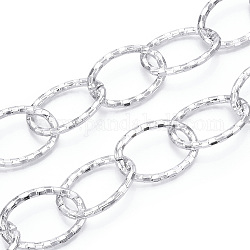 Cadenas de cable de aluminio, cadenas de eslabones ovalados con corte de diamante, sin soldar, plata, 45.5x31x4.5mm