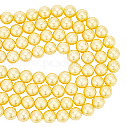 Pandahall elite 2 hebras de perlas de concha galvanizadas, pulido reronda, oro, 8mm, 14.57 pulgada (37 cm)