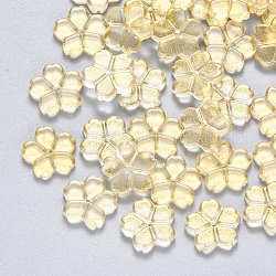 Прозрачные брызги, окрашенные распылением, с блеском порошок, цветок, золотые, 11.5x12x2.5 мм, отверстие : 1 мм