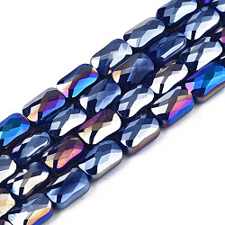 Electroplate opaco colore solido perle di vetro fili, ab colore placcato, sfaccettato, rettangolo, blu notte, 7x4x3mm, Foro: 1 mm, circa 79~80pcs/filo, 20.47 pollice (52 cm)