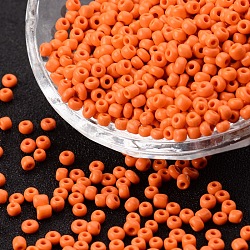 8/0 Glass Seed Beads, Opaque Colours Seed, Small Craft Beads for DIY Jewelry Making, Round, Round Hole, Dark Orange, 8/0, 3mm, Hole: 1mm, about 1111pcs/50g, 50g/bag, 18bags/2pounds