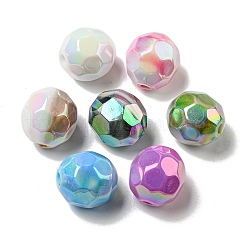 Uv perles acryliques de placage, facette, ronde, couleur mixte, 16x15mm, Trou: 3mm