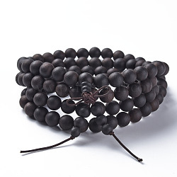 Bracelet de yoga méditation de prière de style wrap 4 boucle pour hommes femmes, 108 bracelet en perles de bois rondes de 8 mm, bijoux bouddhiste, noir, 34.25 pouce (87 cm), perles: 8 mm