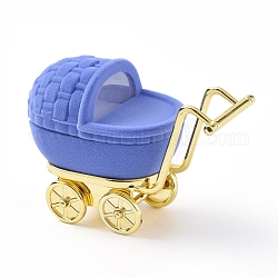 Kinderwagen Form Samt Schmuckschatullen, Schmuck Aufbewahrungskoffer, für Ringohrringe Halskette, Kornblumenblau, 8.5x4.2x6.4 cm