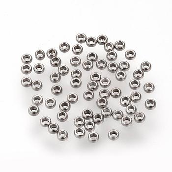 304 Edelstahl-Abstandhalter-Perlen, Rondell, Edelstahl Farbe, 1.5x0.8 mm, Bohrung: 0.8 mm