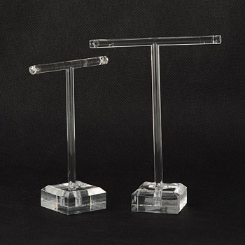 T bar organischem Glas Ohrring Display-Ständer, t Bar mit zwei Löchern, Transparent, 6x9 cm, 8x11 cm, 2 Stück / Set