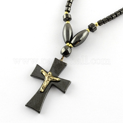 Cross Pendant Magnetic Necklace, Magnetic Hematite