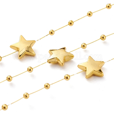 Christmas Tree Garland Gold Stars & Beads Plastic Beaded 2 Strands 120”  Each PB?