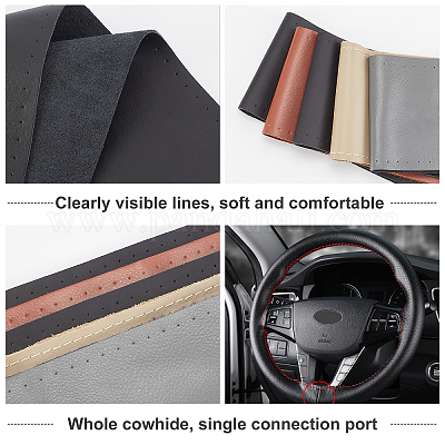 Steps on how to stitch on wrap a car steering wheel : Hand Sewing Leather  Steering Wheel Cover DIY 