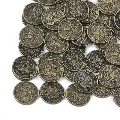 50pcs Alloy Beads Lead Cadmium Nickel Free Flat Round Antique Bronze 13x1mm