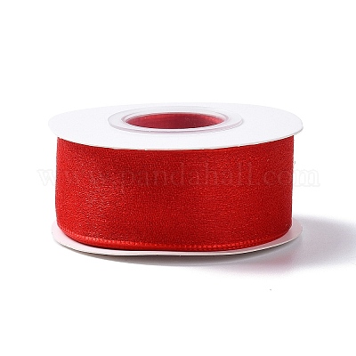 10 Yards Polyester Chiffon Ribbon, for DIY Jewelry Making, Red, 1- inch(25.5mm) Polyester None Red