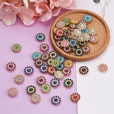 Wholesale Yilisi 300Pcs 15 Style Flower Shape Rhinestone Buttons 