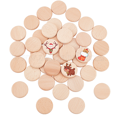 Wholesale NBEADS 40 Pcs Unfinished Round Wooden Discs 