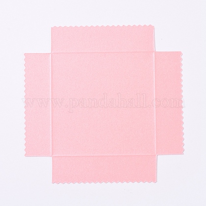 紙底ホルダー  正方形の形の透明でクリアポリ塩化ビニールのギフト用の箱  ピンク  11.9x11.9x0.02cm AJEW-WH0104-80A-02-1