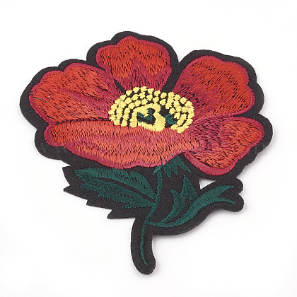 機械刺繍布地手縫い アイロンワッペン マスクと衣装のアクセサリー アップリケ 花 レッド 87x93x1 5mmの通販 Jp Pandahall Com