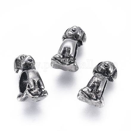 304 Stainless Steel Puppy European Beads STAS-G204-15AS-1