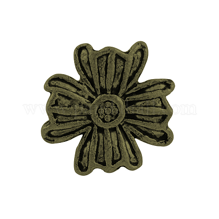 Tibetan Style Alloy Flower Buttons TIBE-2736-AB-NR-1